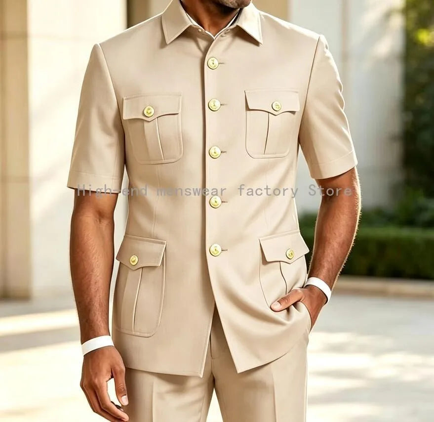 New Designal Brown Suits for Men Slim Fit Elegant Wedding Party Tuxedo Formal Business Casual Male Suit 2 Piece Set Jacket Pants