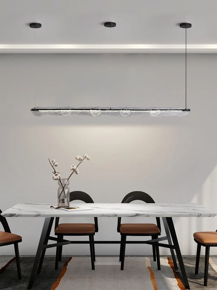 Restaurant modern simple glass crystal bar counter front desk exhibition hall strip decorative lamp