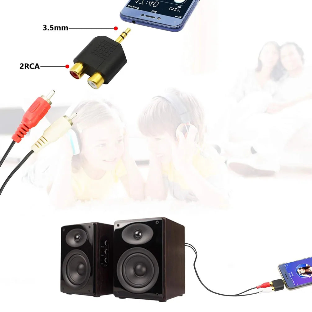 3.5mm to 2-RCA Adapter Gold Plated Stereo to Male Female Audio Splitter Cable for TV Speaker Home Theater Sound System,connector