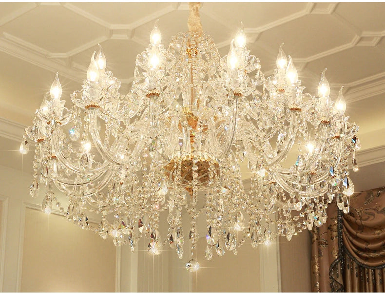 Luxury Home Crystal Chandeliers Villa Lighting for Living Room Decorate LED Ceiling Pendant Lights Indoor Hanging Lights Fixture