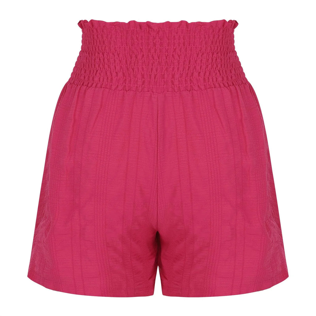 Women Casual High Waist Shorts Skirt Smocked Elastic Drawstring A-Line Flowy Short Skirt Pants Summer Solid Color Beach Skorts