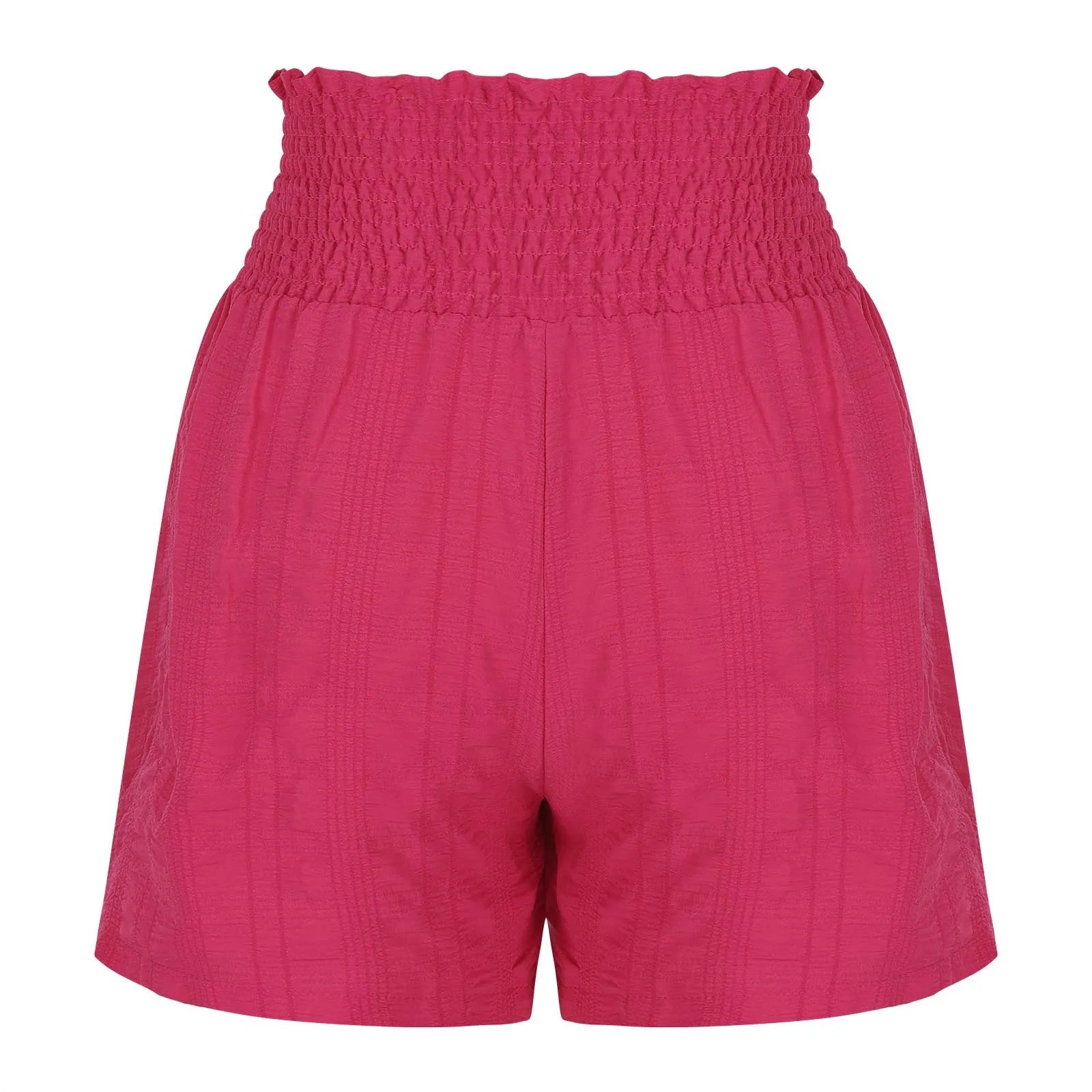 Women Casual High Waist Shorts Skirt Smocked Elastic Drawstring A-Line Flowy Short Skirt Pants Summer Solid Color Beach Skorts