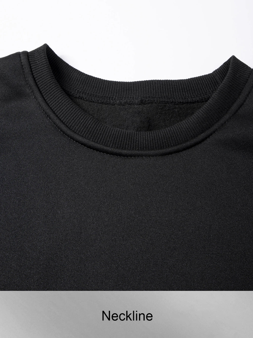 Men Solid Plain Crew Neck Sweatshirt Classic Rib Round Collar Cuffs & Hem Reinforced Waffle Stitching Soft Lightweight Wrinkle