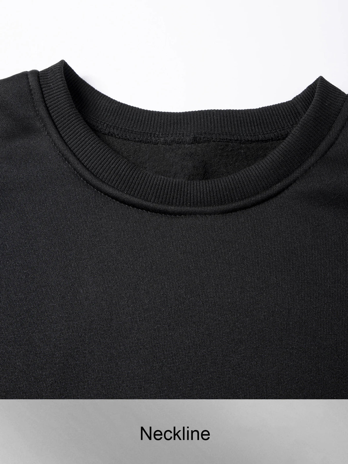 Men Solid Plain Crew Neck Sweatshirt Classic Rib Round Collar Cuffs & Hem Reinforced Waffle Stitching Soft Lightweight Wrinkle