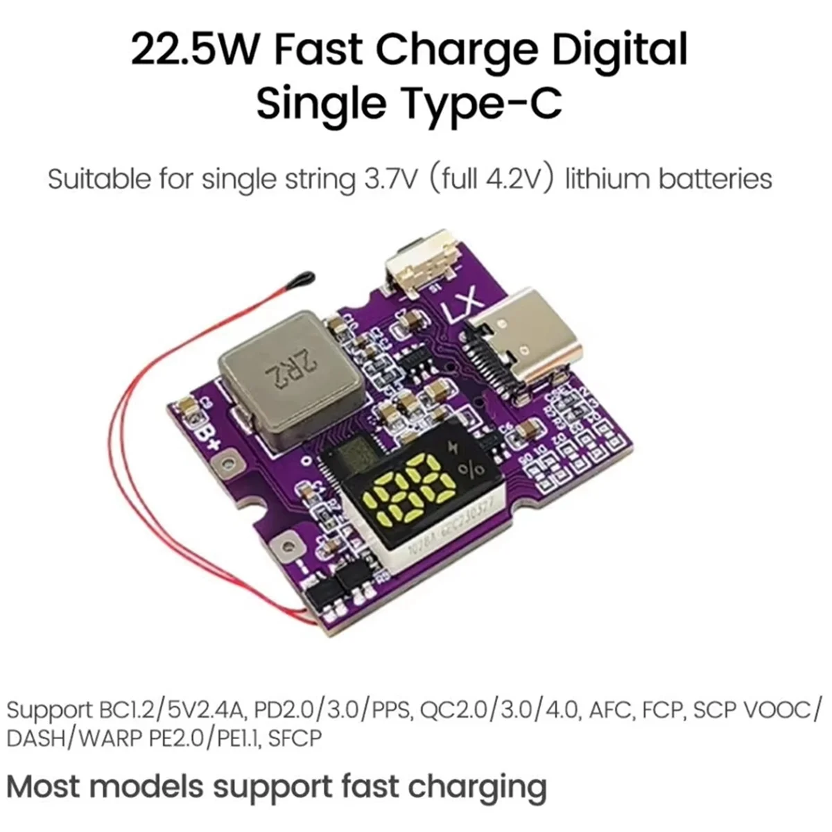 Persevering- 22.5W Power Bank Bidirectional Fast Charging Mobile Power Module for Lithium Battery Charger Support PD/QC, Type-C