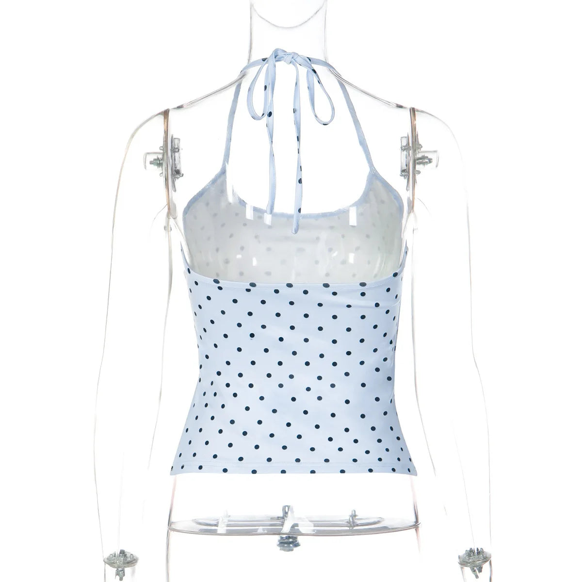 Fashion Polka Dot Halter Neck Tank Top Women Slim Fit Thin Strap Sleeveless Casual Summer Camisole
