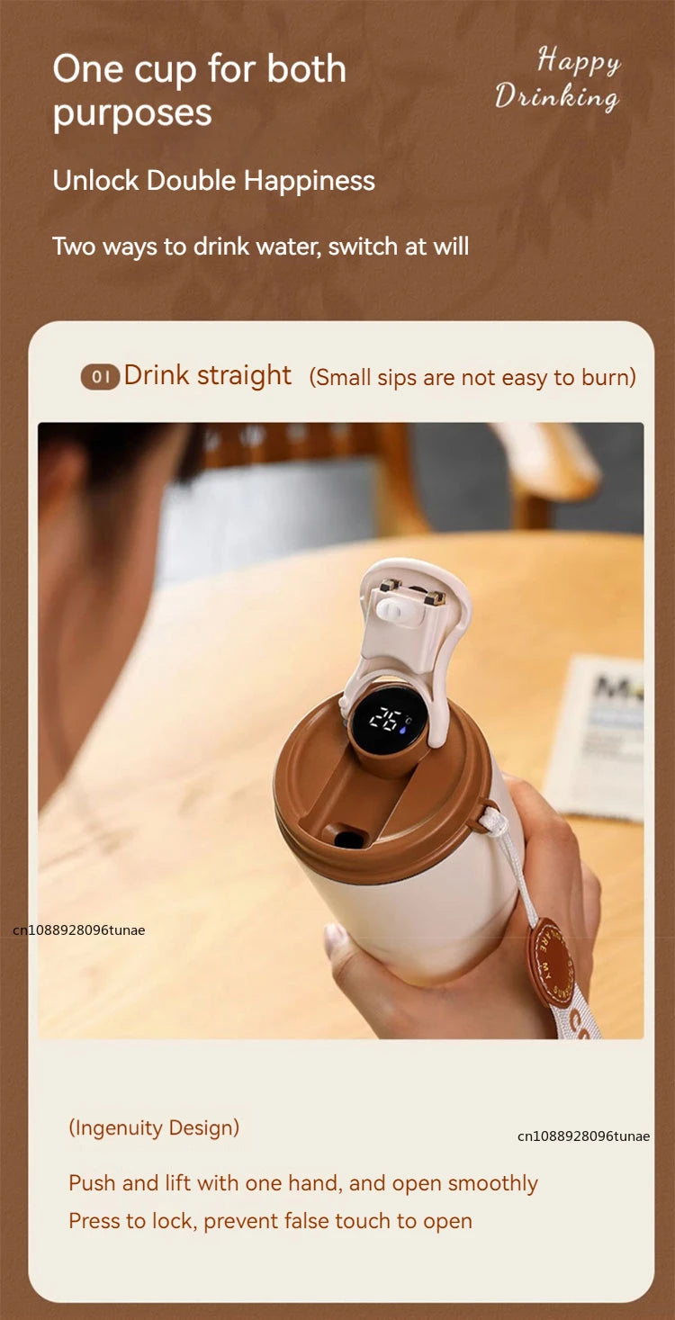 Intelligent Digital LED Temperature Display Coffee Cup Stainless Steel Thermo Bottle Keeps Cold and Heat Thermal Mug Sports Cup