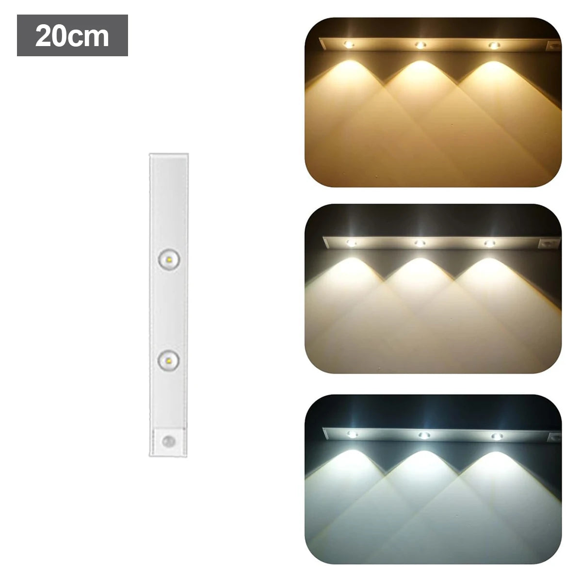 Ultra Slim Led Motion Sensor Light Strip Tricolor Lamp Usb Rechargeable Lights Leds Night With Paste 10cm/20cm/30cm/50cm Cabinet
