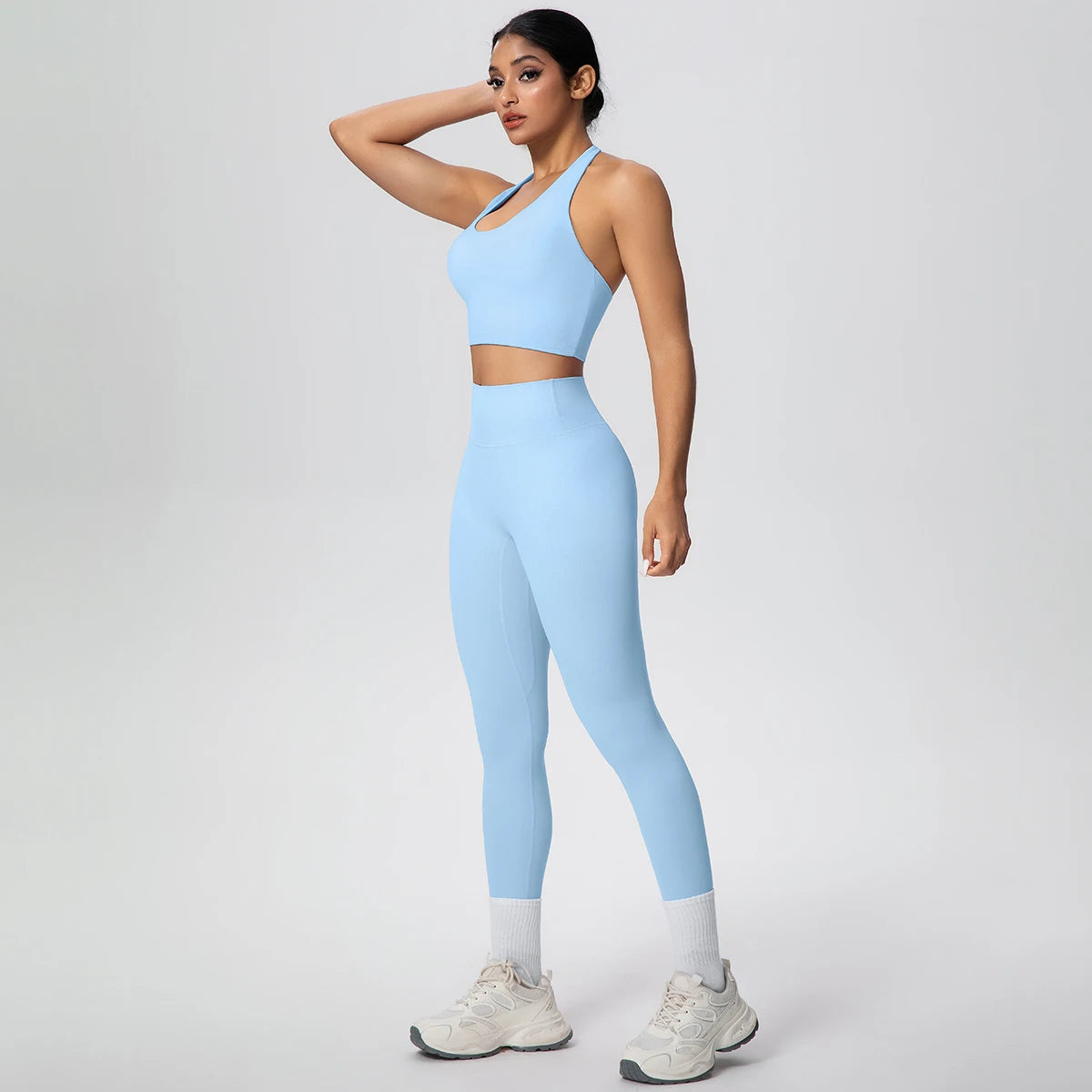 2PCS/set Yoga Set for Woman's Sexy Backless Halter Bra Sports Top Quick Drying Legging Summer Gym Fitness Pants Yoga Set