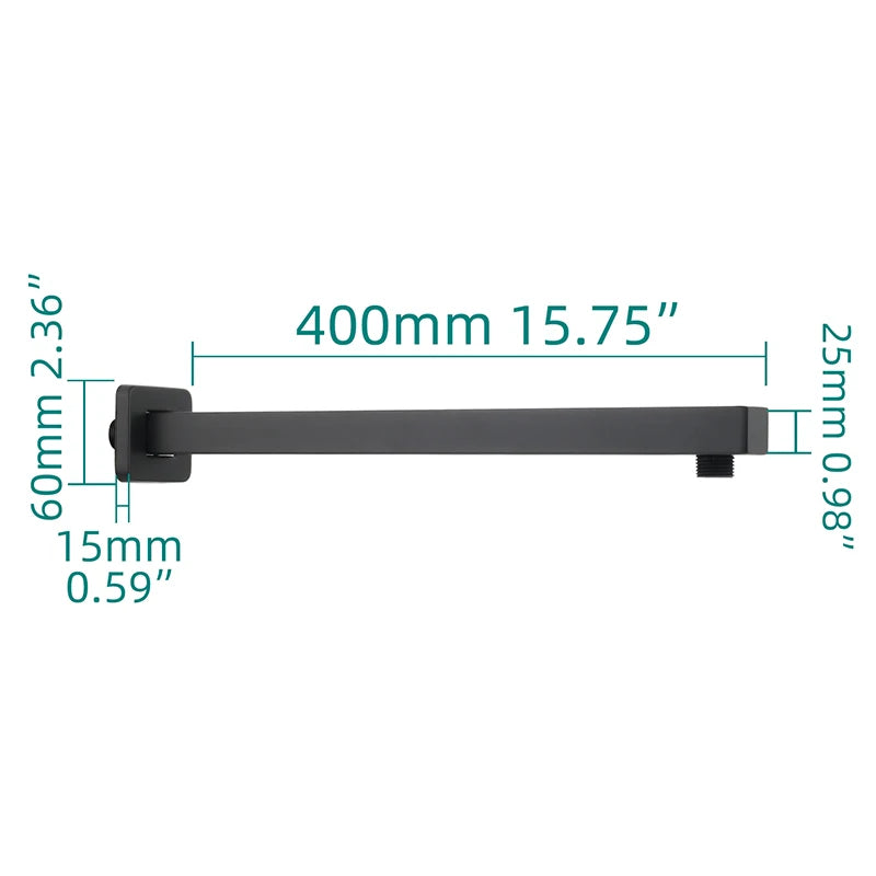 Ciencia 304 Stainless Steel Square Shower Arm G1/2 Bathroom Shower Arm Wall Mounted for Fixed Rain Shower Head