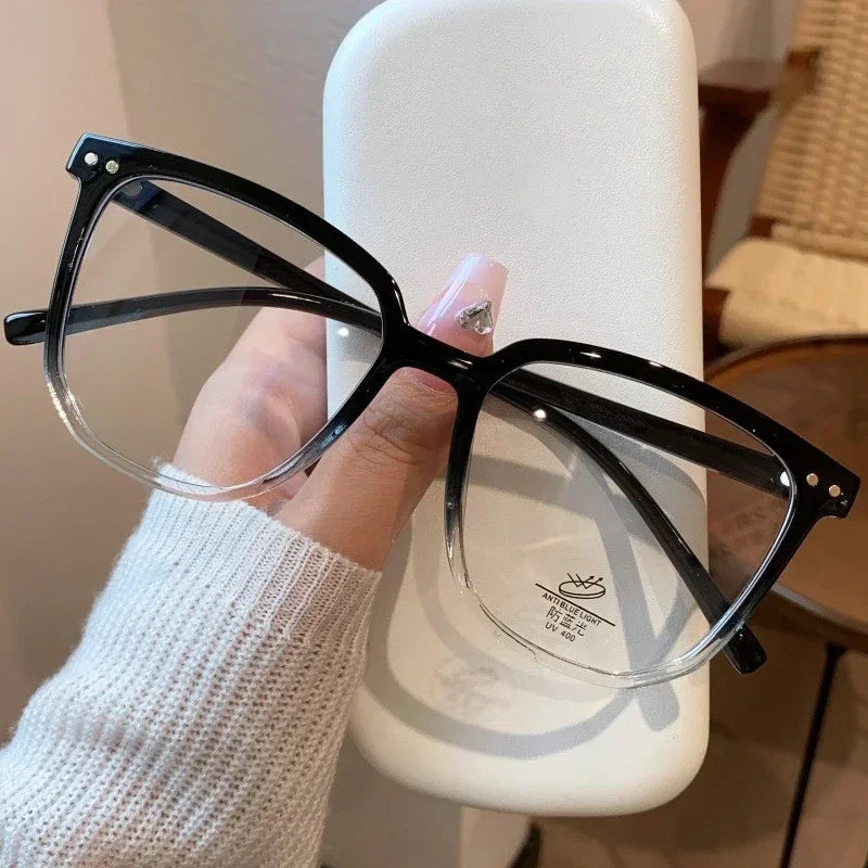 Anti Blue Light Presbyopia Eyeglasses Vintage Trend Oversized Square Hyperopia Eyewear Finished Prescription Reading Glasses