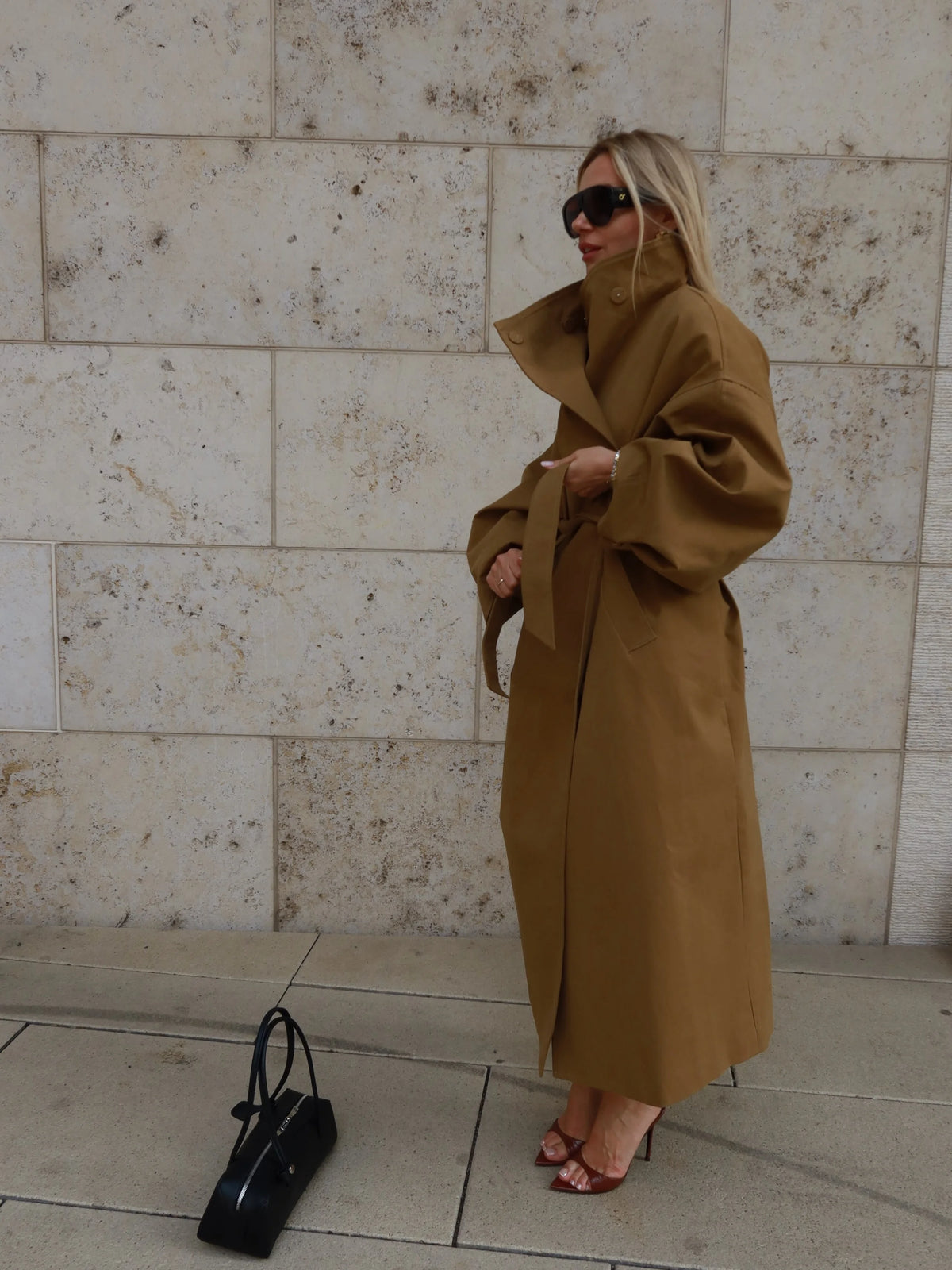 Casual Solid Long Trench Coat Women Stand Collar Long Sleeve Single Breasted Lace Up Jacket 2026 Autumn Lady Commute Outwear
