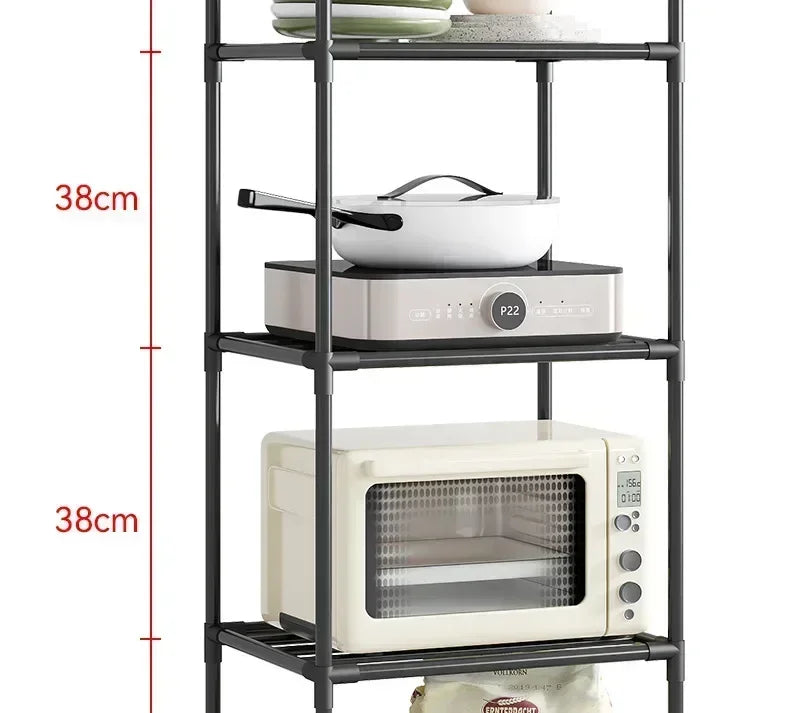 Kitchen multi-layer removable storage cart, floor-to-ceiling storage rack, household storage rack fridge organizer dish rack