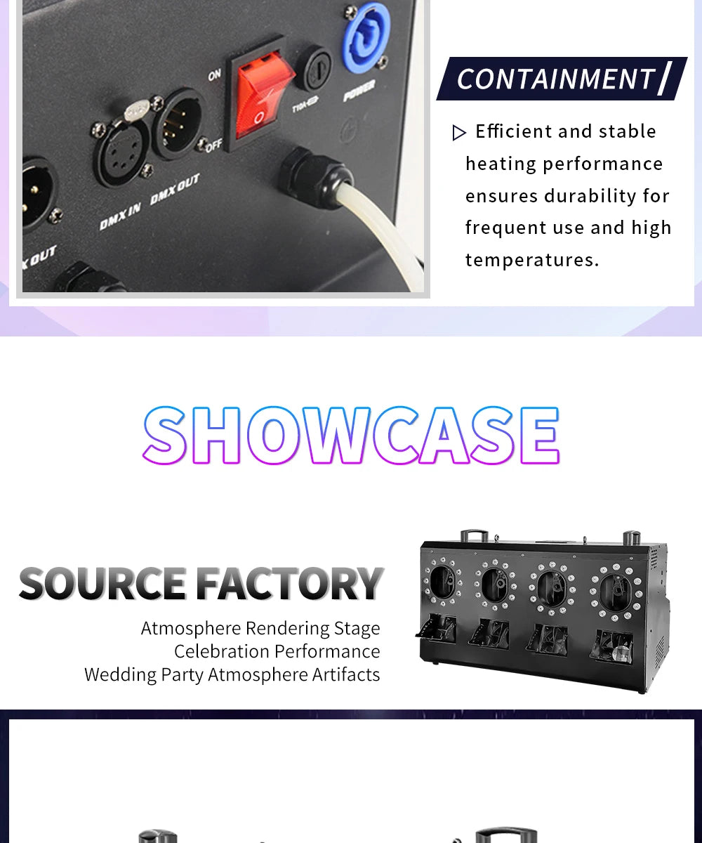 1500W 3000W RGB LED Smoke Bubble Machine Four Holes Double Holes Wedding Bubble Spray Machine DMX For Stage Special Effect