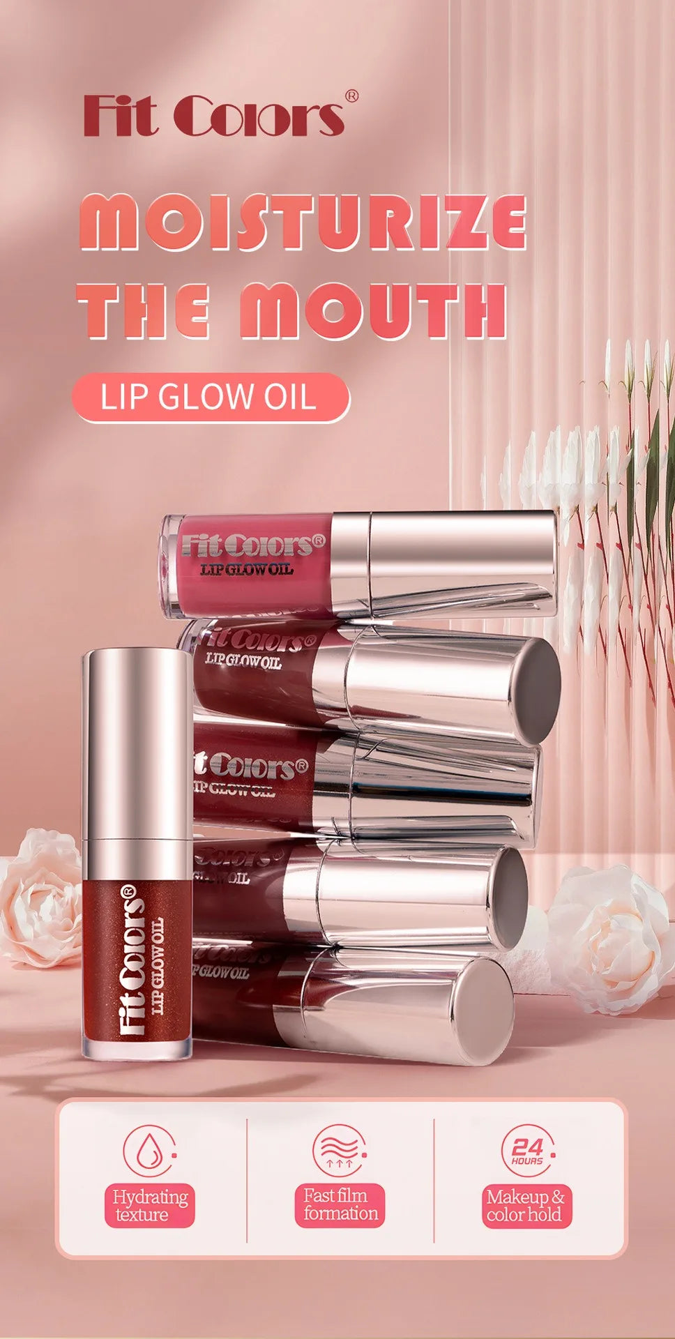 Moisturizing Mirror Effect Lip Gloss Lip Glaze 6 Colors Refreshing Non-Greasy Glossy Long-Lasting Liquid Lipstick Makeup