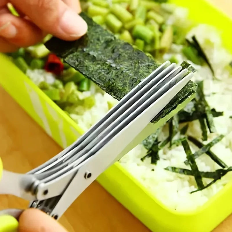 1/2pcs 5-layer Scallion Scissors Stainless Steel Multifunctional Shredded Paper Cutter Vegetable Onion Shears Kitchen Gadgets