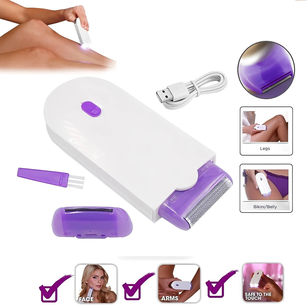 Depilador Elétrico Portátil Feminino Recarregável Aparador Pelos Corpo Axilas Pernas Pele Sensível Viagem