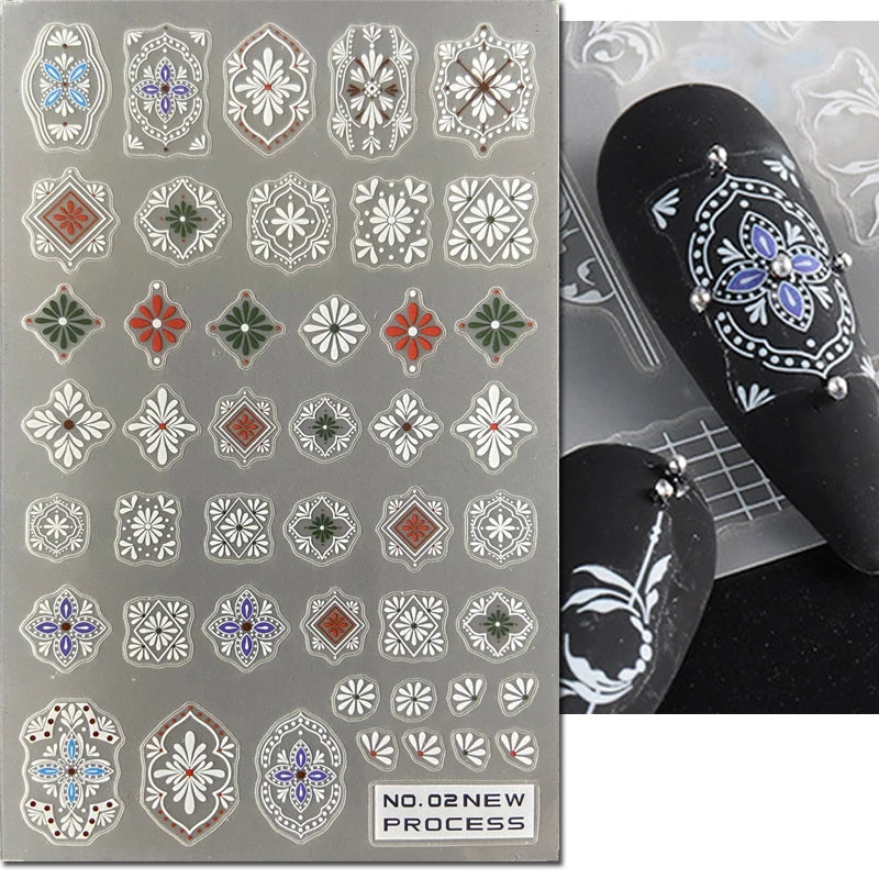 3d Nail Art Ultrathin Decals Blue Pink Blossom Florals Flowers Leaves Nail Stickers Decoration For Nail Tips Beauty