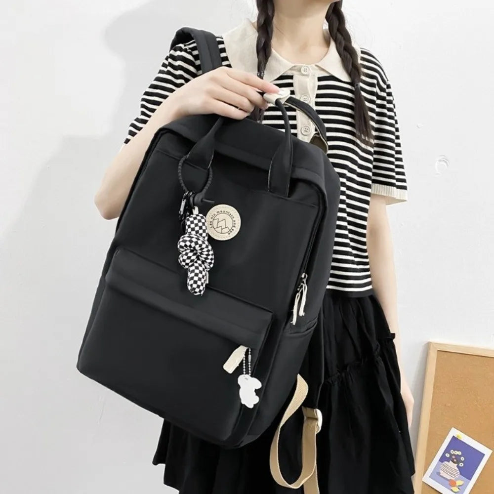 Lightweight Waterproof Women Backpack Large Capacity Solid Color Travel Backpack Nylon Ergonomic Laptop Book Bag For Teenagers