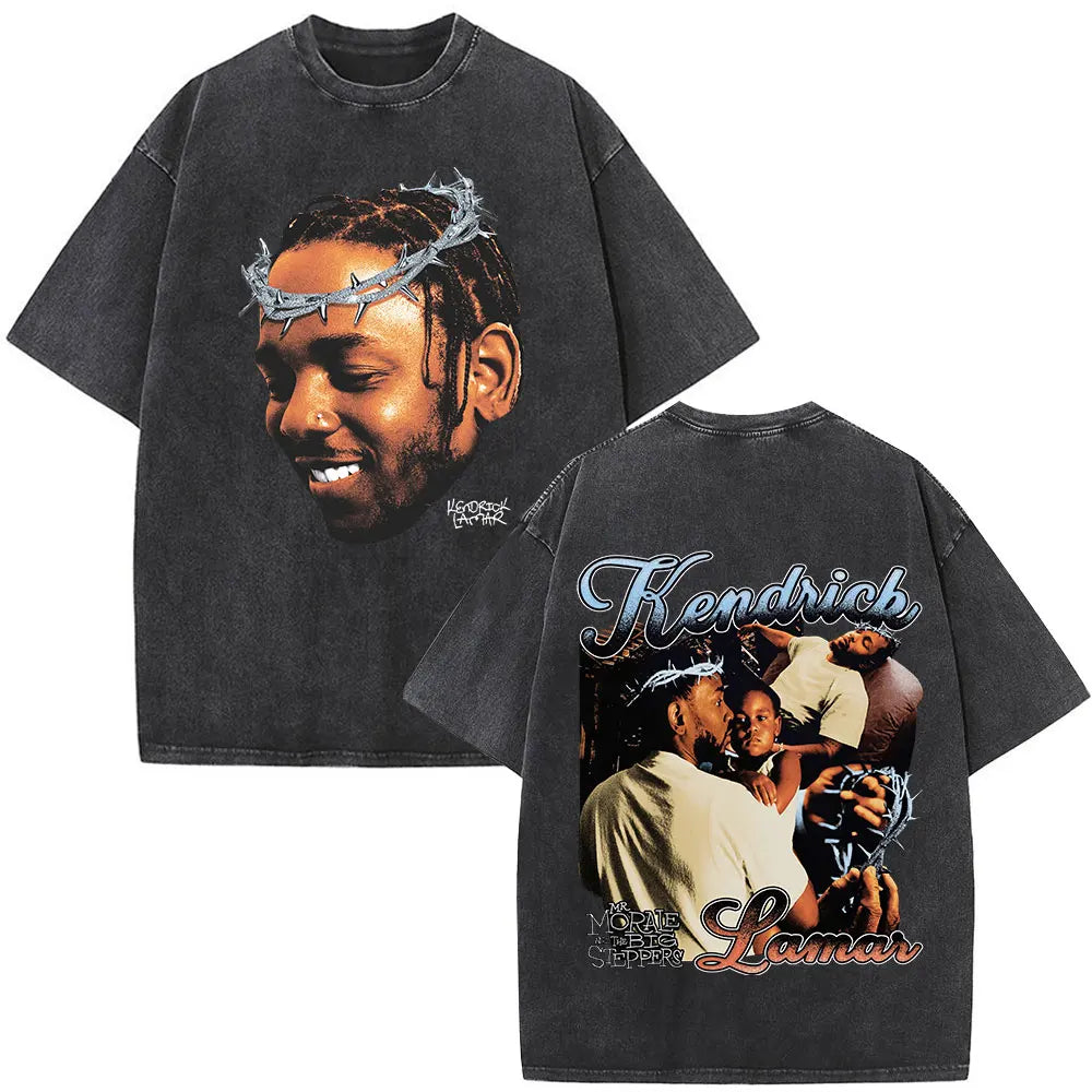 Kendrick Lamar To Pimp A Butterfly Graphic Vintage Washed T-shirts Men Fashion Hip Hop Retro Short Sleeve T Shirt Streetwear