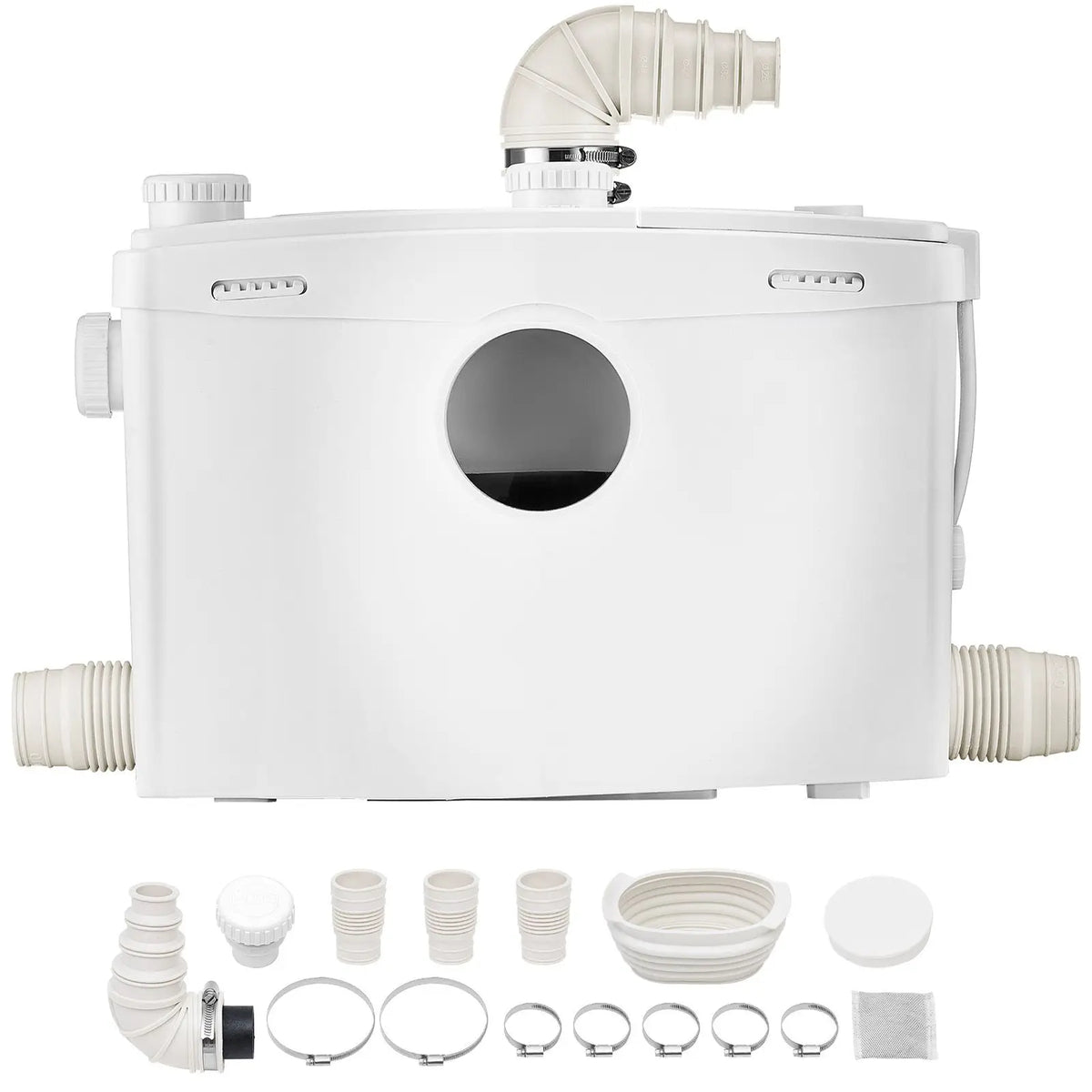 Premium Macerator Pump, 1200W, 48 GPM Flow, 33 Ft/10 M Head, Macerator Sewerage Toilet Pump with 4 Water Inlets, Waste Water