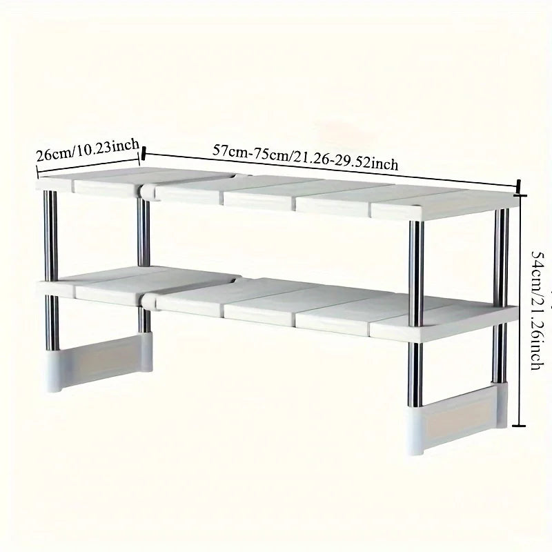 Adjustable Under-Sink Organizer - Stainless Steel Multi-Tier Space-Saving Storage Rack for Kitchen & Bathroom Cabinets