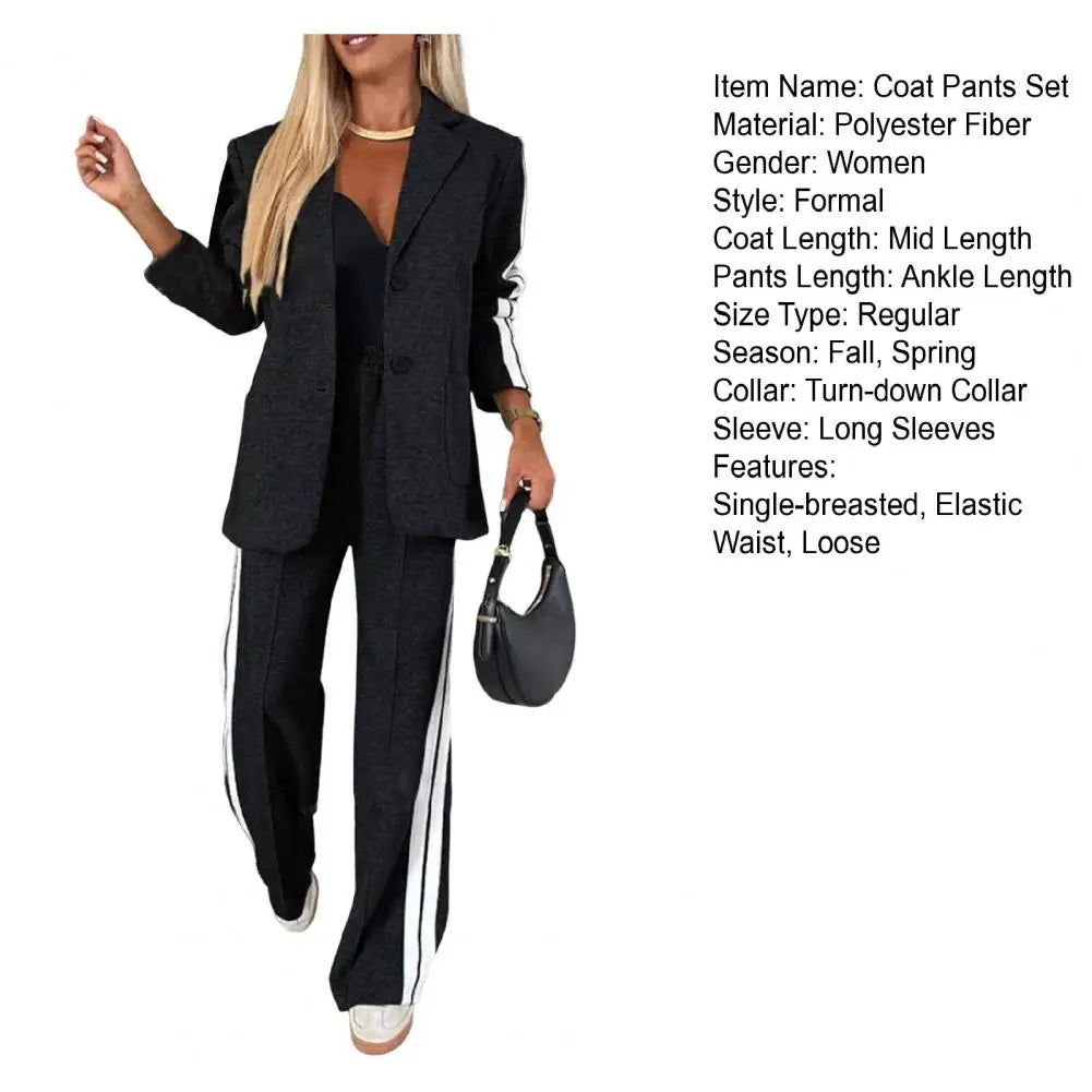 2 Piece Set Women Outfit Winter Fall Fashion V neck Long Sleeve Coat Elegant Straight Leg Pant Set Women Sports Clothing