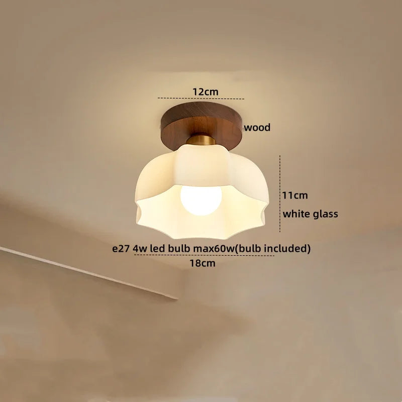 IWHD Walnut Copper LED Ceiling Lights Decoration Aisle Corridor Living Room Light Home Lighting Modern Ceiling lamp Luminaria