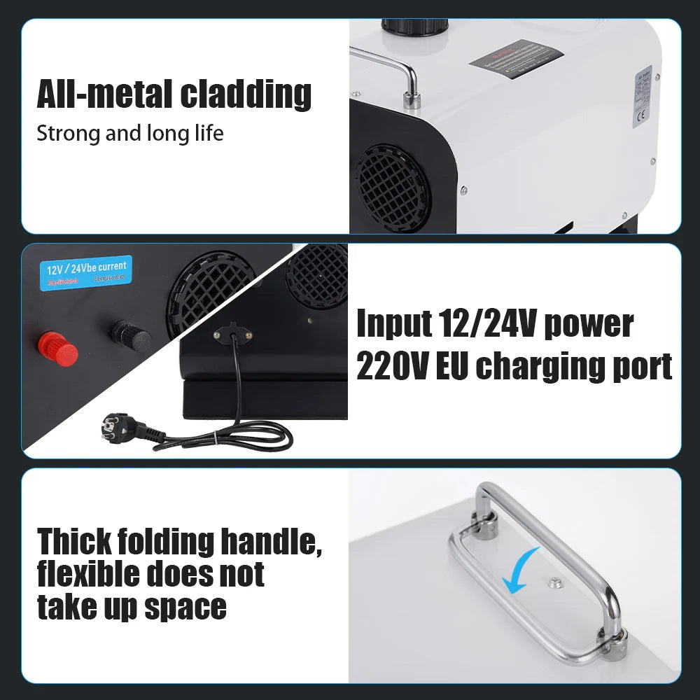 5/8KW Diesel Air Heater 12V/24V/220V Three-in-one White Horizontal Car Heater for Car Truck Boat RV Parking Diesel Heater