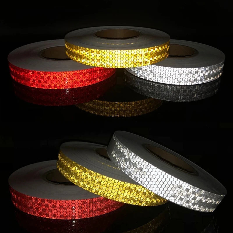 25mmx10M Shining Reflective Warning Tapes Bicycle Waterproof Self-Adhesive White Stickers Reflectors Strips For Cars Motorcycle