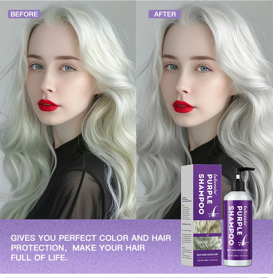 Hair Care Color Lock Purple Shampoo 300ml Anti-Brassiness Yellow Tones Removal Hair Color Protection & Moisturizing Hair Shampoo