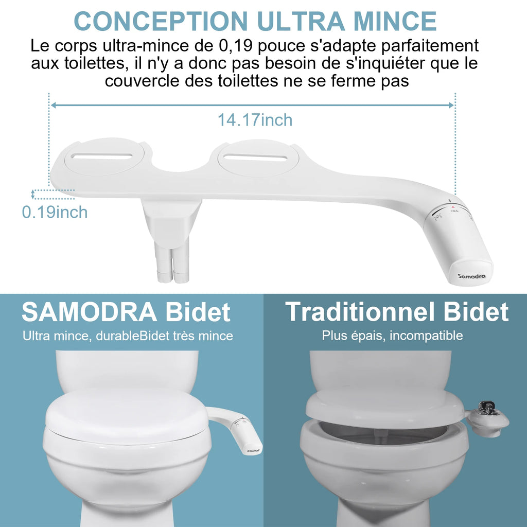 SAMODRA Right/Left Hand Toitet Bidet Sprayer Non-Electric Dual Nozzle Bidet Toilet Seat Hygienic Shower For Bathroom Accessories