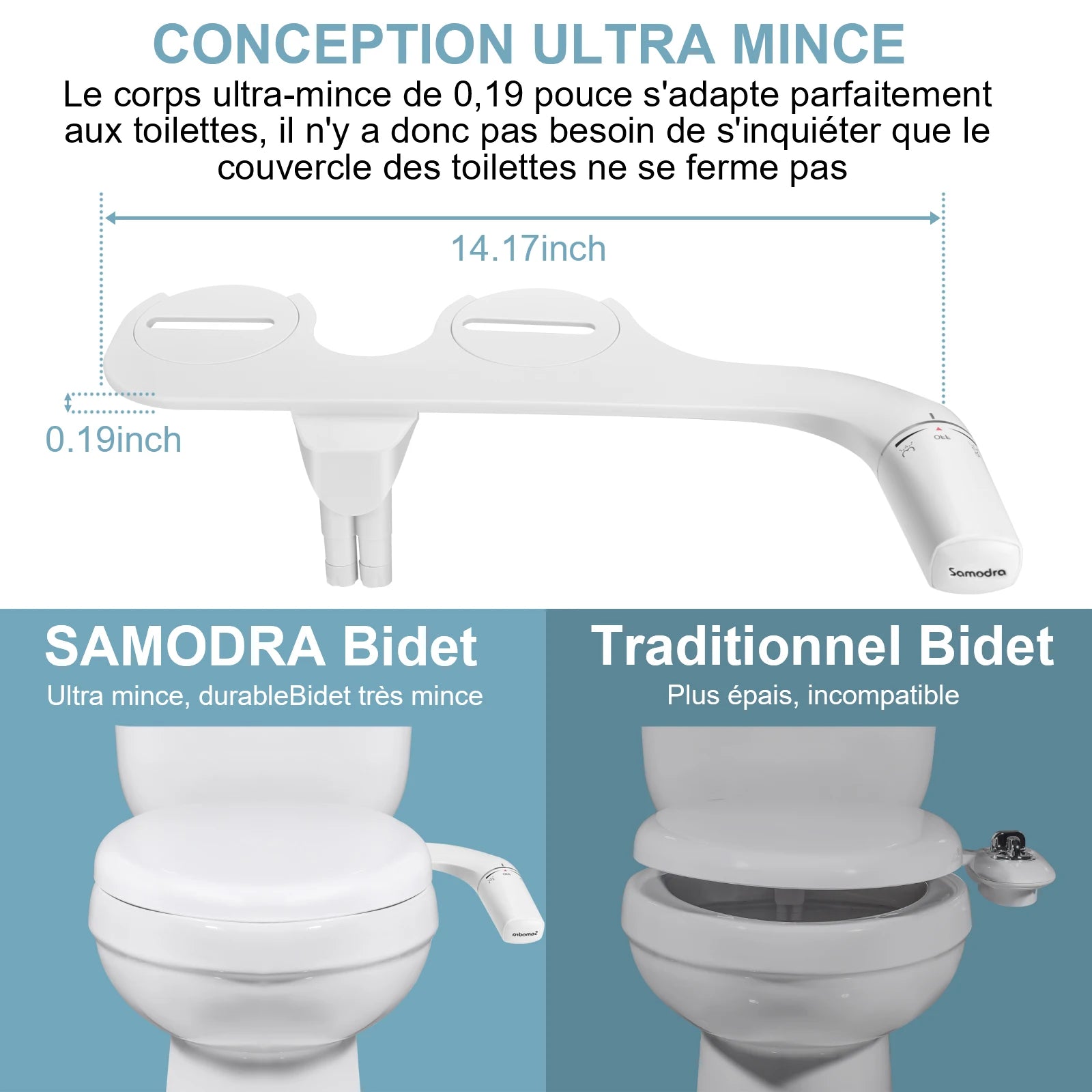 SAMODRA Right/Left Hand Toitet Bidet Sprayer Non-Electric Dual Nozzle Bidet Toilet Seat Hygienic Shower For Bathroom Accessories