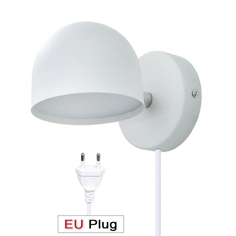 LED Indoor Wall Lamp Touch Dimming Wall Light 350° Rotatable Black White Lamp Hotel Aisle Bedroom Bedside Reading Wall Sconce