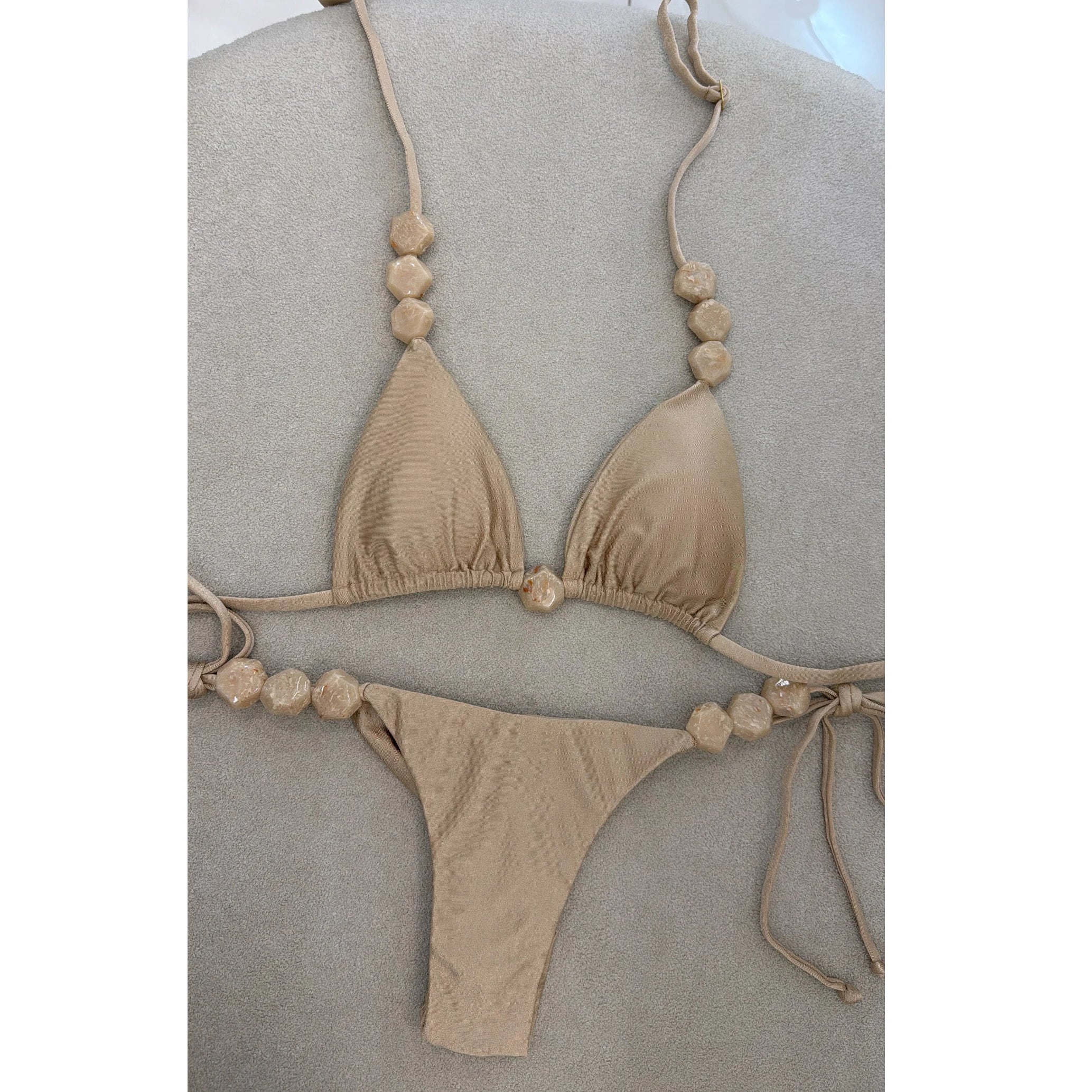 Sexy Bikini Swimwear Women Swimsuit Halter Bead Bikini Set Bathing Suit Two Piece Bikini Summer Beachwear