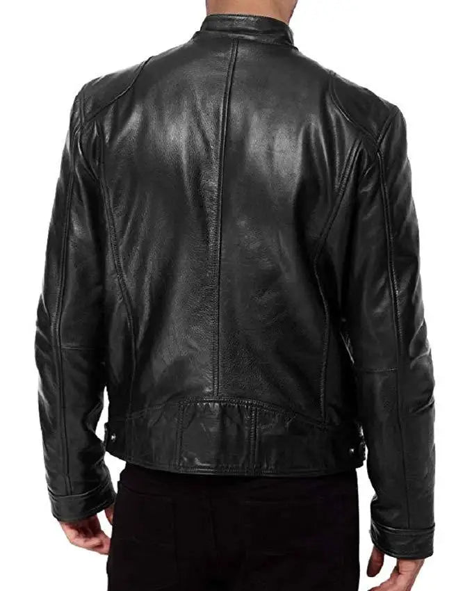 useful European and American Men's Clothing Men's Leather Jacket Male Teen Stand-up Collar Punk Men's Motorcycle Leather Jacket