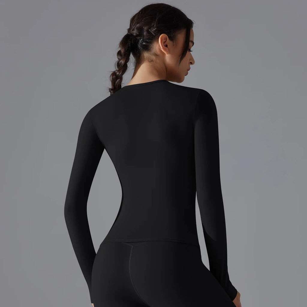 Yoga Shirts For Women Long Sleeve Winter Fitness Running Gym Clothes Workout Dry Fit Breathable High Elastic Sports Top