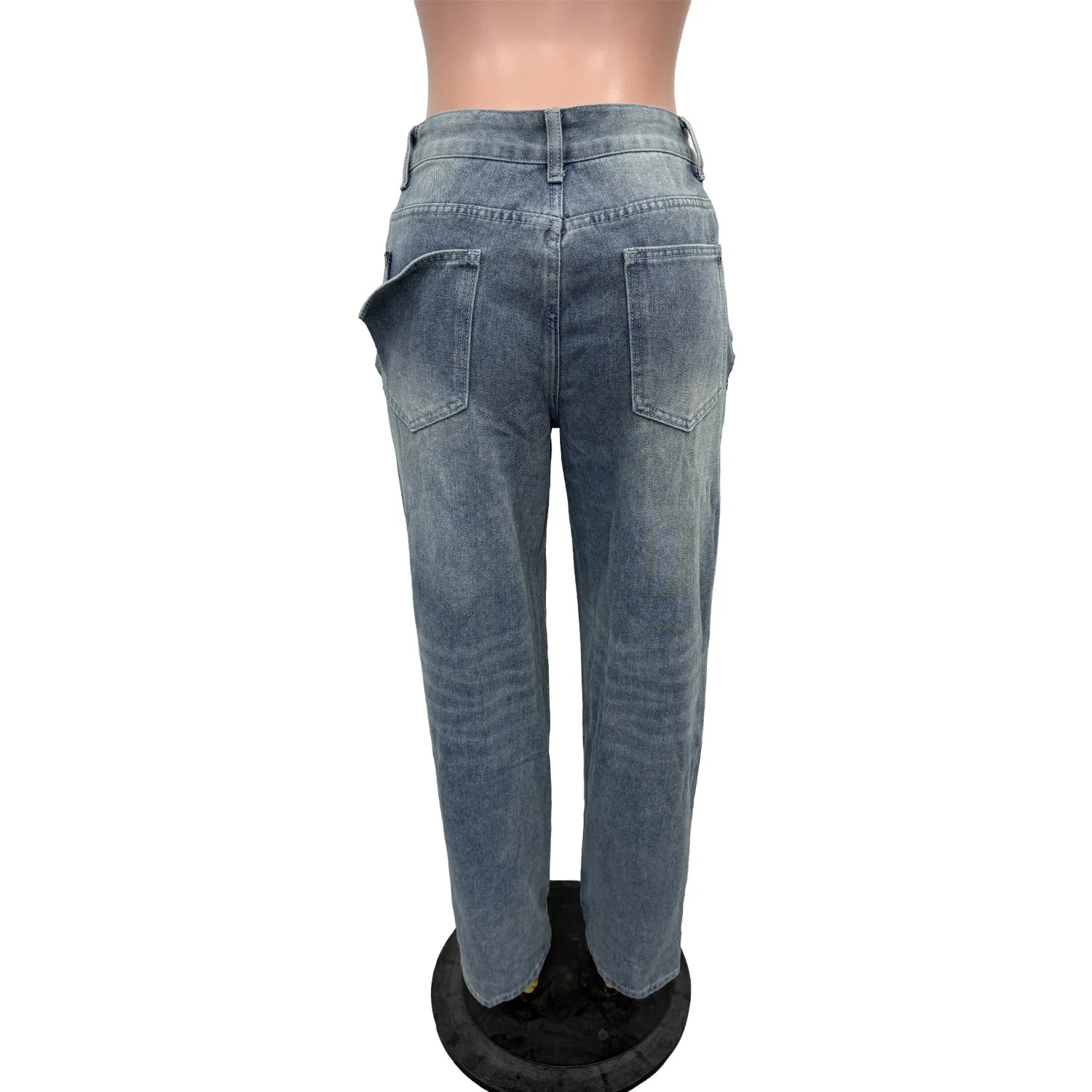 FAGADOER Y2k Sexy Hollow Out Denim Pants Women Solid Color Hole Patchwork High Waist Jeans Female Streetwear Bottoms 2025 New