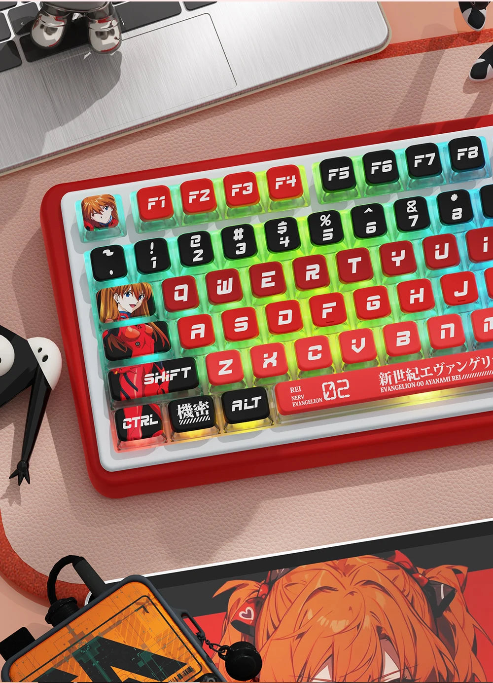 KYOMOT New EVA 01 00 02 08 Themed Anime Keycaps PBT Pudding MAS Profile Key Caps for MX Switch DIY Games Mechanical Keyboard Cap