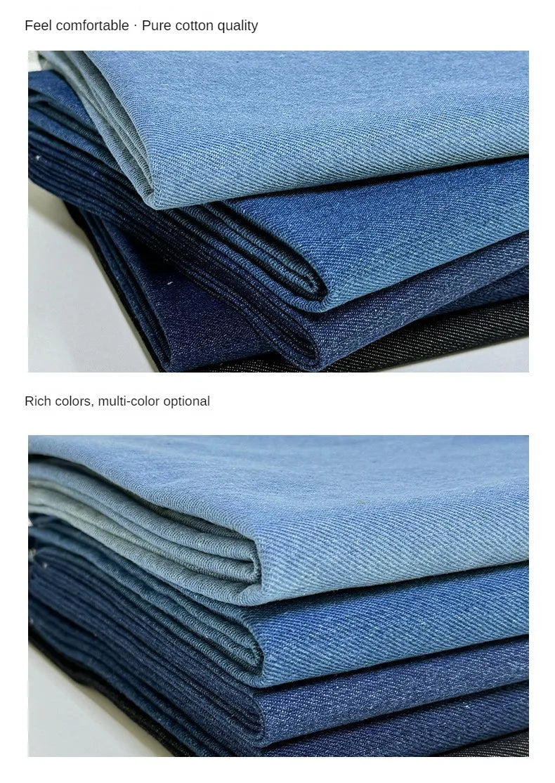 Twill Cotton Denim Fabric By The Meter for Jeans Clothes Dresses Handbags Shoes Hats Sewing Cloth Wearable Blue Black