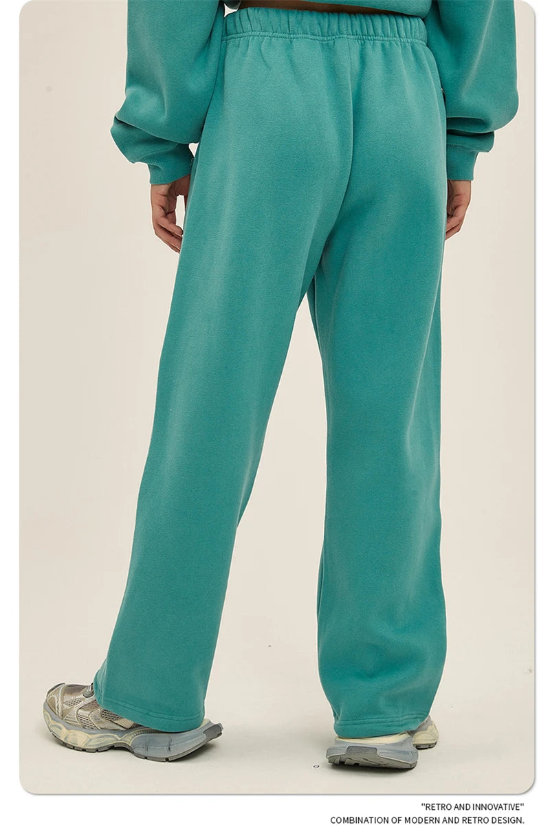 ZODF 2025 Men Casual Winter 350sm Fleece Pants Unisex Loose Soft Comfortable Sport Solid Straight Trousers HY0643