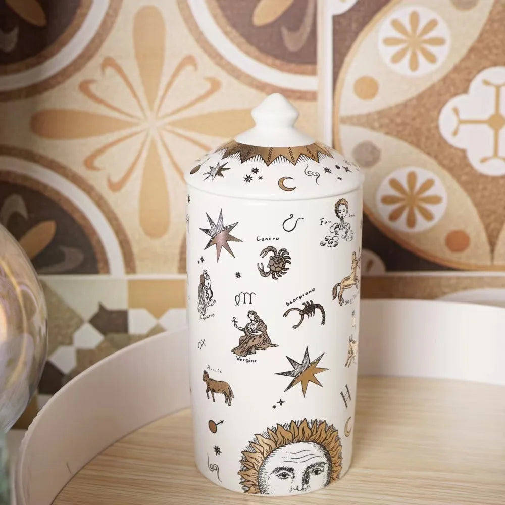 Modern Ceramic Jewelry Cosmetic Cotton Swab Storage Box Candle Holder Tabletop Building Craft Decoration Scented Candle Jar New