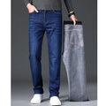 Men Winter Fleece Warm Jeans Brand 2024 Fashion Business Pants Retro Classic Denim Trousers Autumn Casual Stretch Slim Jeans Men