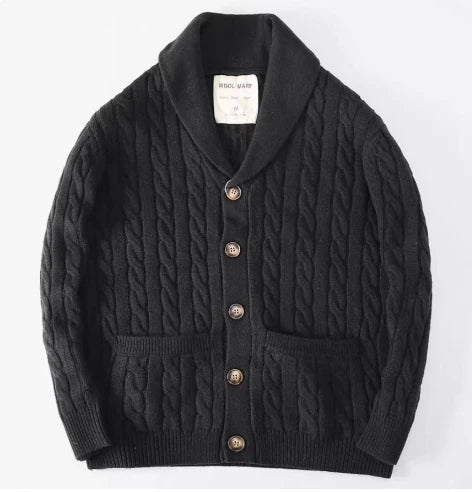 100% Wool Men's Scandinavian Style Shawl Collar Cardigan Nordic Knit Sweater Jacket for Autumn/Winter