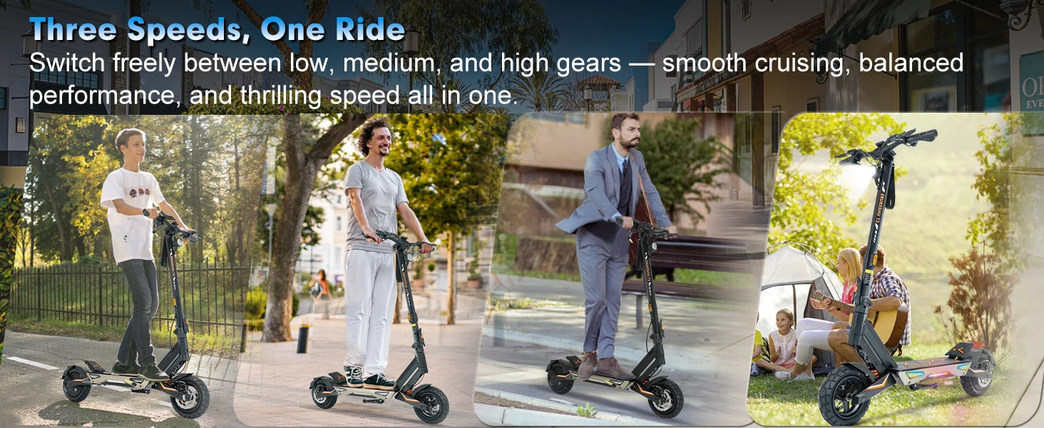 Electric Scooter 1500W Motor for Adults, 48V Battery, 40mph Max Speed, Up to 45 Miles Range, 10 Inch Tires