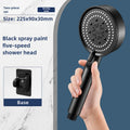 High-Pressure Handheld Shower Head with Stand and Hose - 5 Adjustable Water Flow Modes, Round Plastic Bathroom Accessory