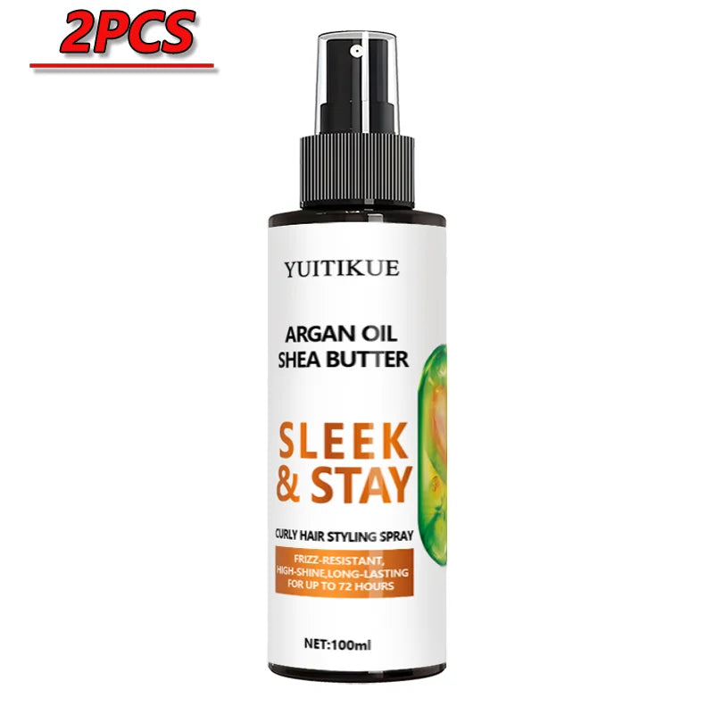 YUITIKUE Argan Oil Shea Butter Curly Hair Styling Spray Sleek Stay Frizz Resistant High Shine Long Lasting Hair Care
