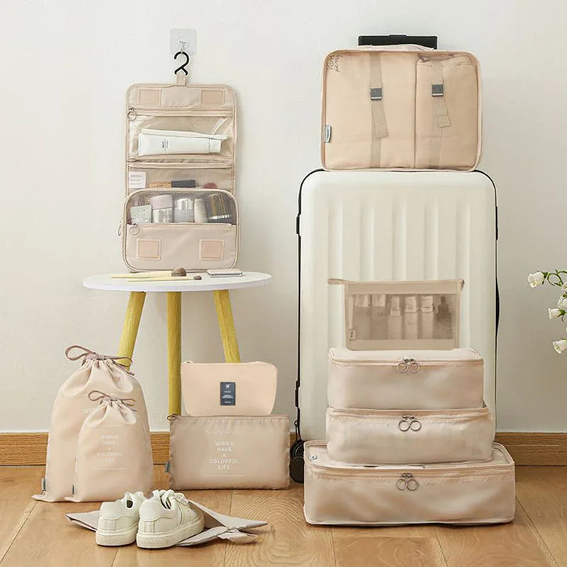 11Pcs Travel Packing Cubes Set Waterproof Luggage Organizer Drawstring Storage Bags for Clothes Shoes Underwear Cosmetic