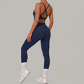 Wholesale Gym Clothes Woman Yoga Set Padding Women's Gym Jumpsuit Activewear Sportswear Push Up Fitness Sports Overalls Purple