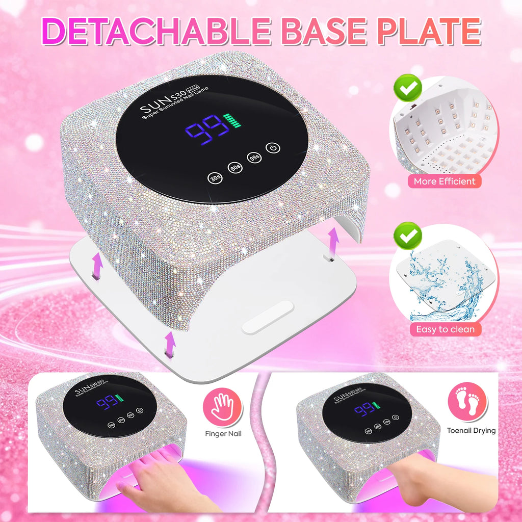 180W UV LED Nail Lamp 57LED Rechargeable Nail Dryer For Curing Polish Gel Wireless Manicure Machine With Smart Sensor Salon Tool